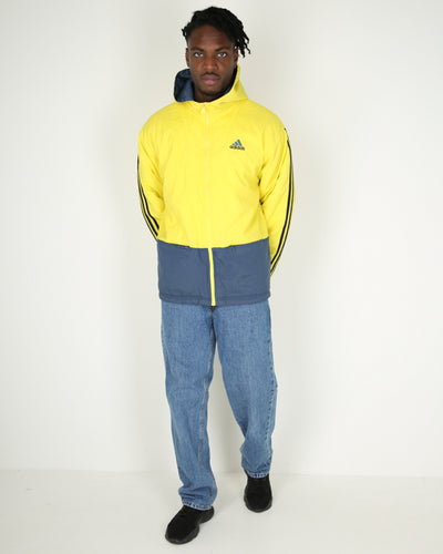Vintage 90s Adidas panelled quilted jacket - XL