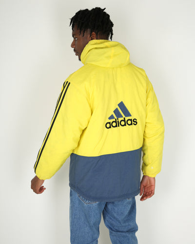Vintage 90s Adidas panelled quilted jacket - XL