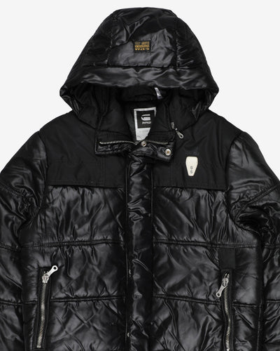 g-star raw black hooded puffa jacket - l