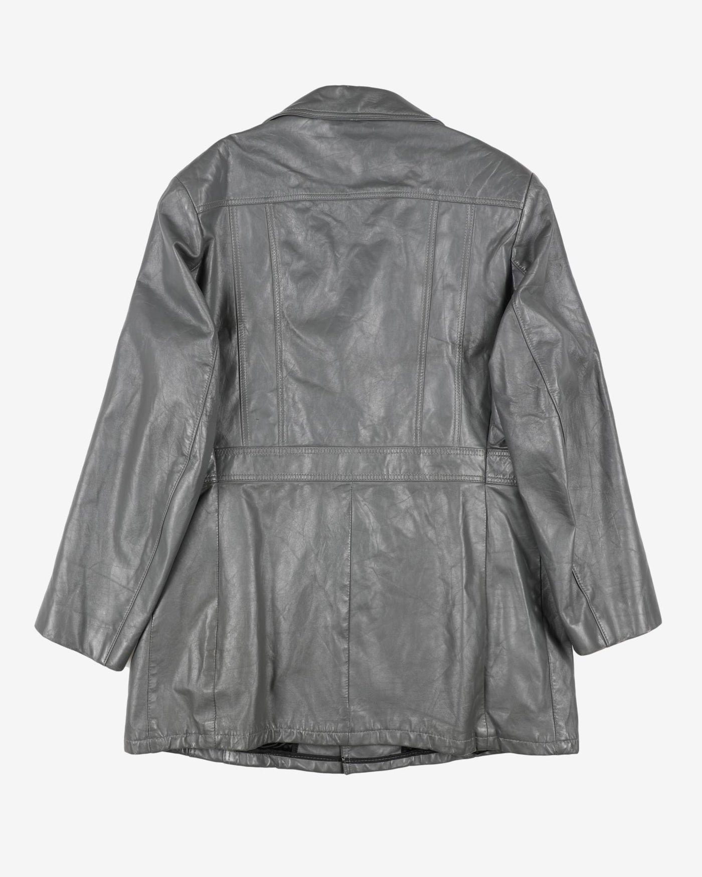 reed grey leather jacket - l