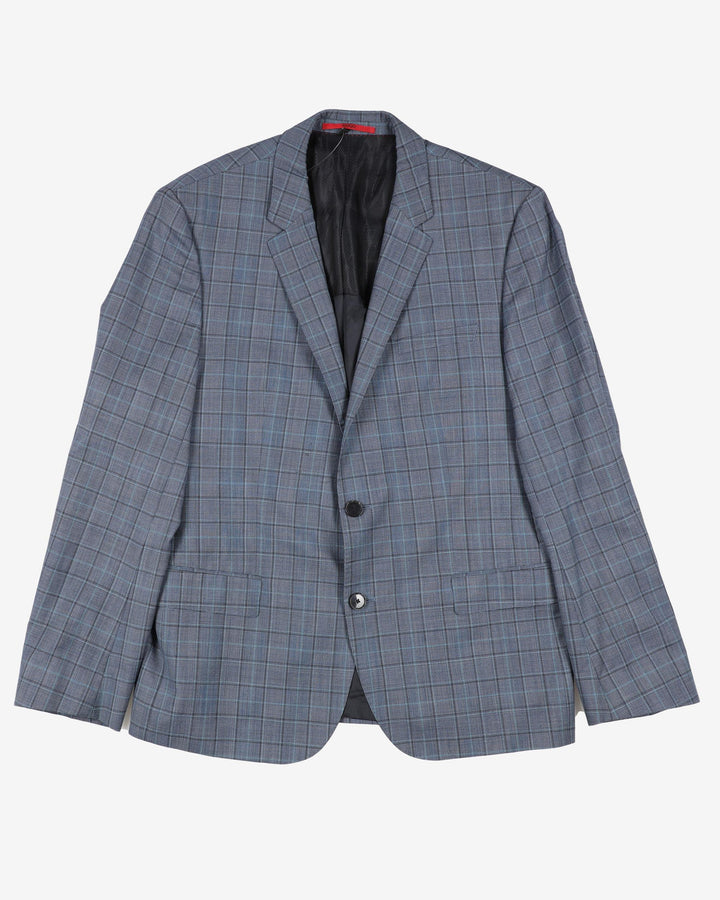 hugo boss blue check blazer jacket - m