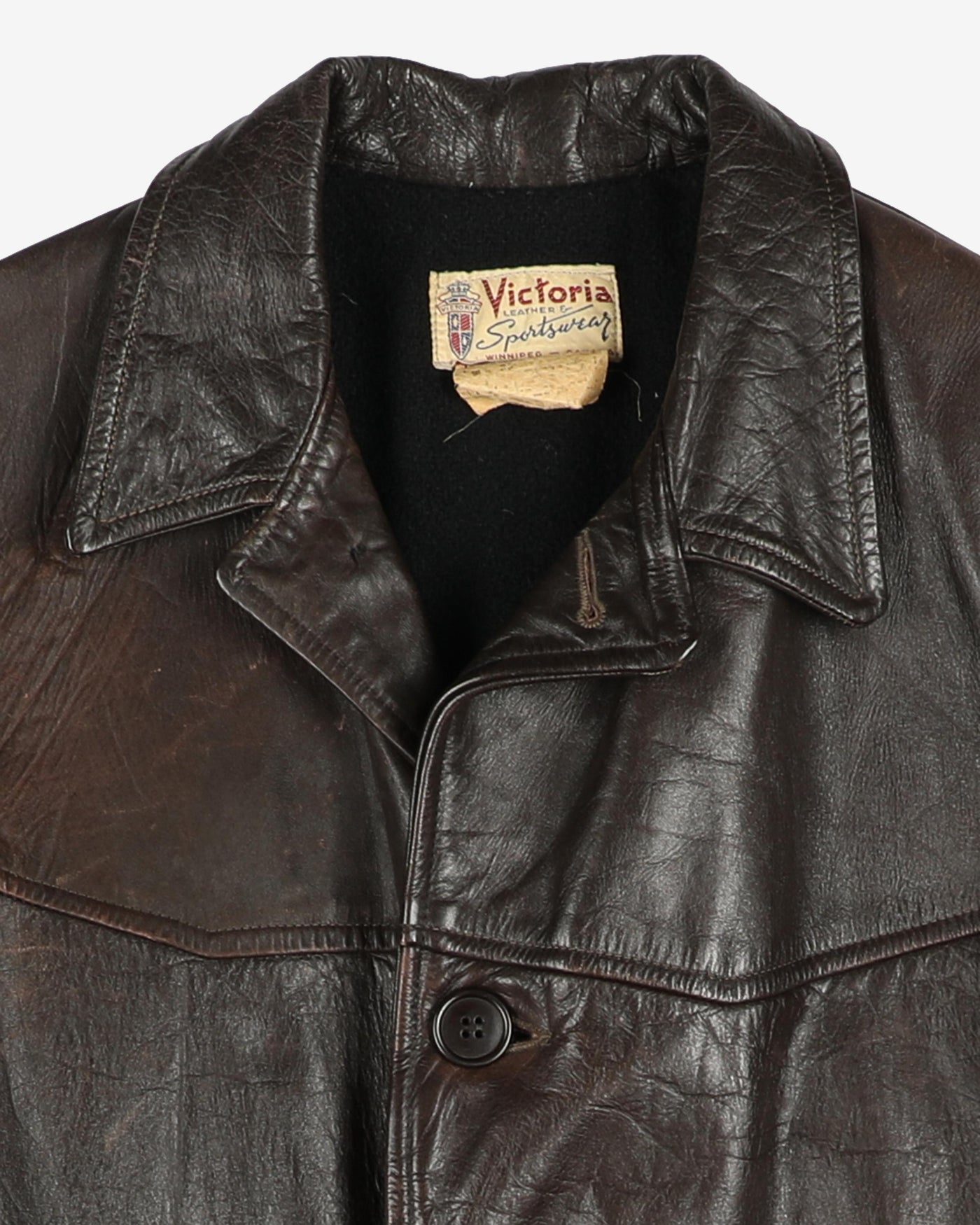 Vintage 1960s Blanket Lined Long Brown Leather Jacket - M