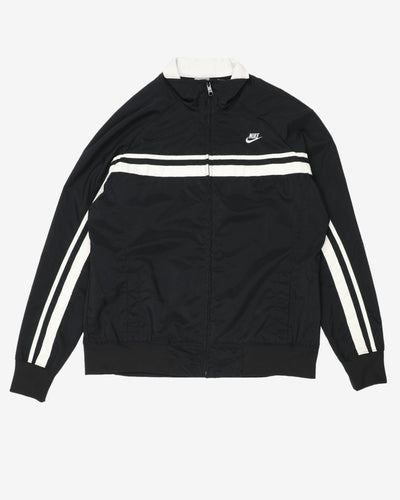 Nike Black 2 Stripes Logo Windbreaker Jacket - L