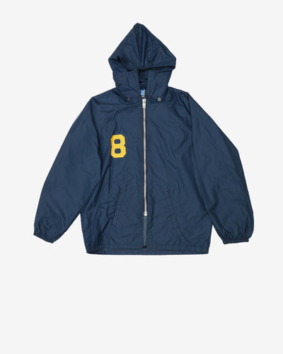 Vintage 80s Champion Navy #8 Falcons Hooded Windbreaker Sports Jacket - M