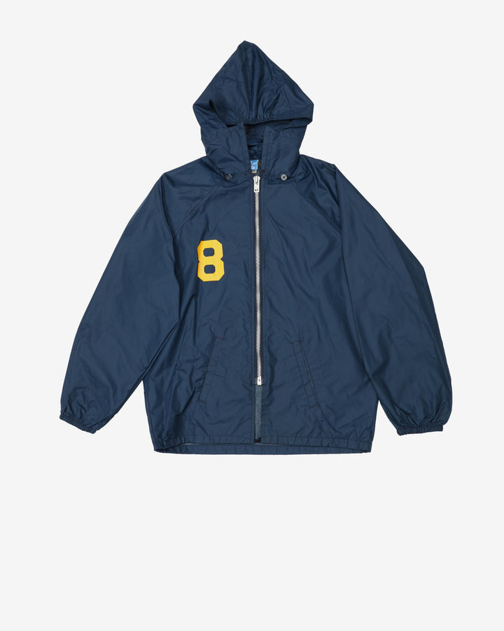 Vintage 80s Champion Navy #8 Falcons Hooded Windbreaker Sports Jacket - M