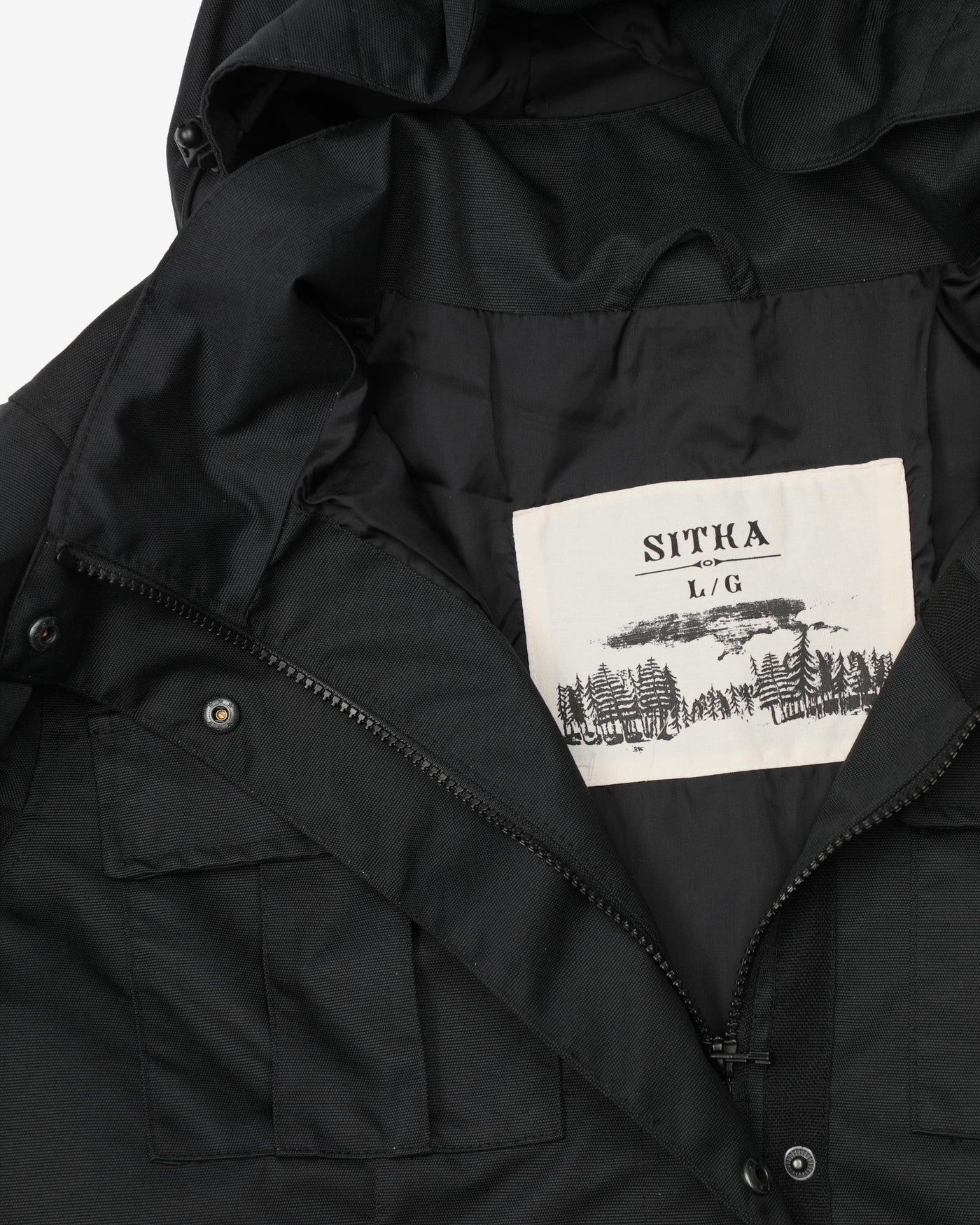 Sitka Black Hunting Full Zip Hooded Jacket - L