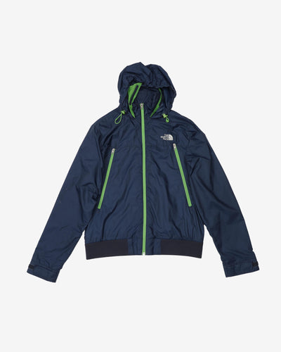 The North Face Navy / Green Hooded Rain Jacket - M