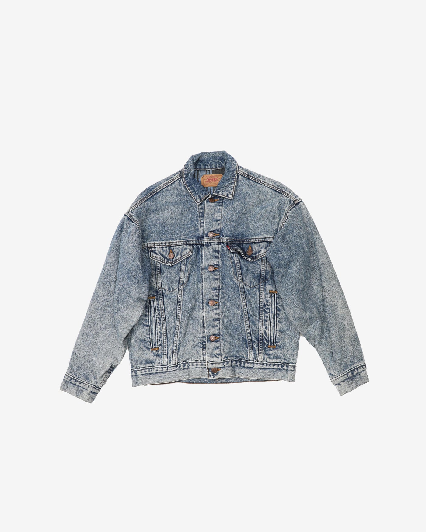 Vintage 80's Levi's Blue / Black Blanket Lined Denim Jacket - S