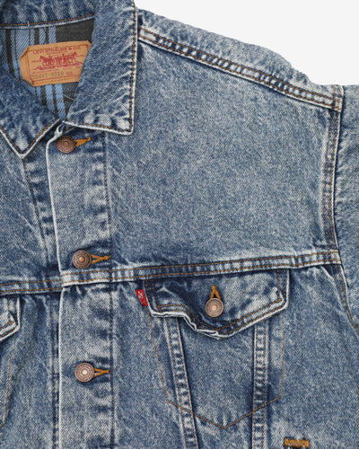 Vintage 80's Levi's Blue / Black Blanket Lined Denim Jacket - S