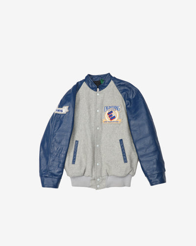 Vintage 90s Science Engineering Grey / Blue Varsity / Collegiate Jacket - M