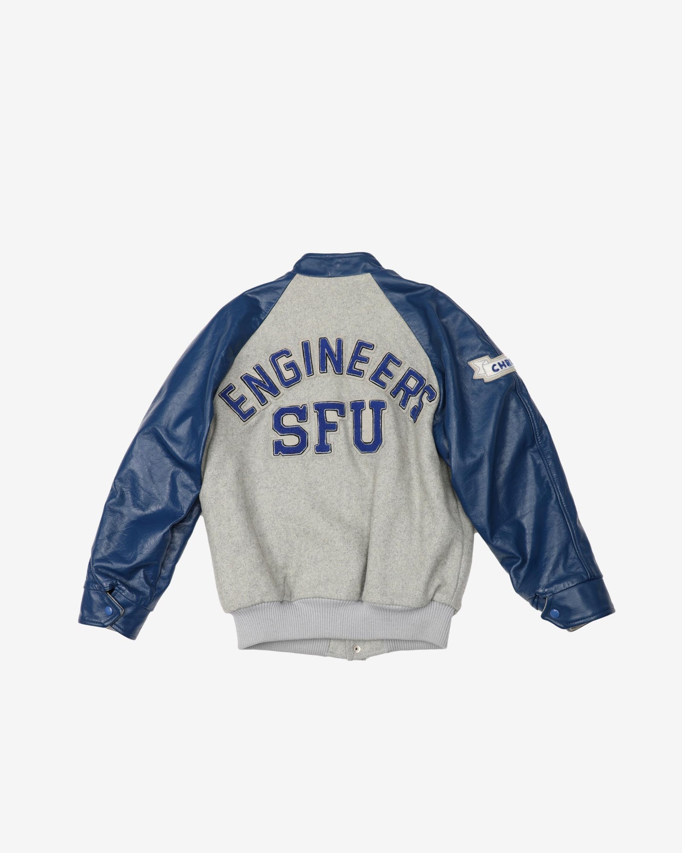 Vintage 90s Science Engineering Grey / Blue Varsity / Collegiate Jacket - M