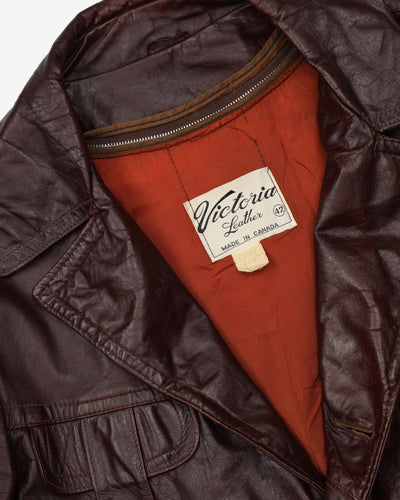 Vintage 70s Victoria Leather Deep Brown  Leather Jacket - L