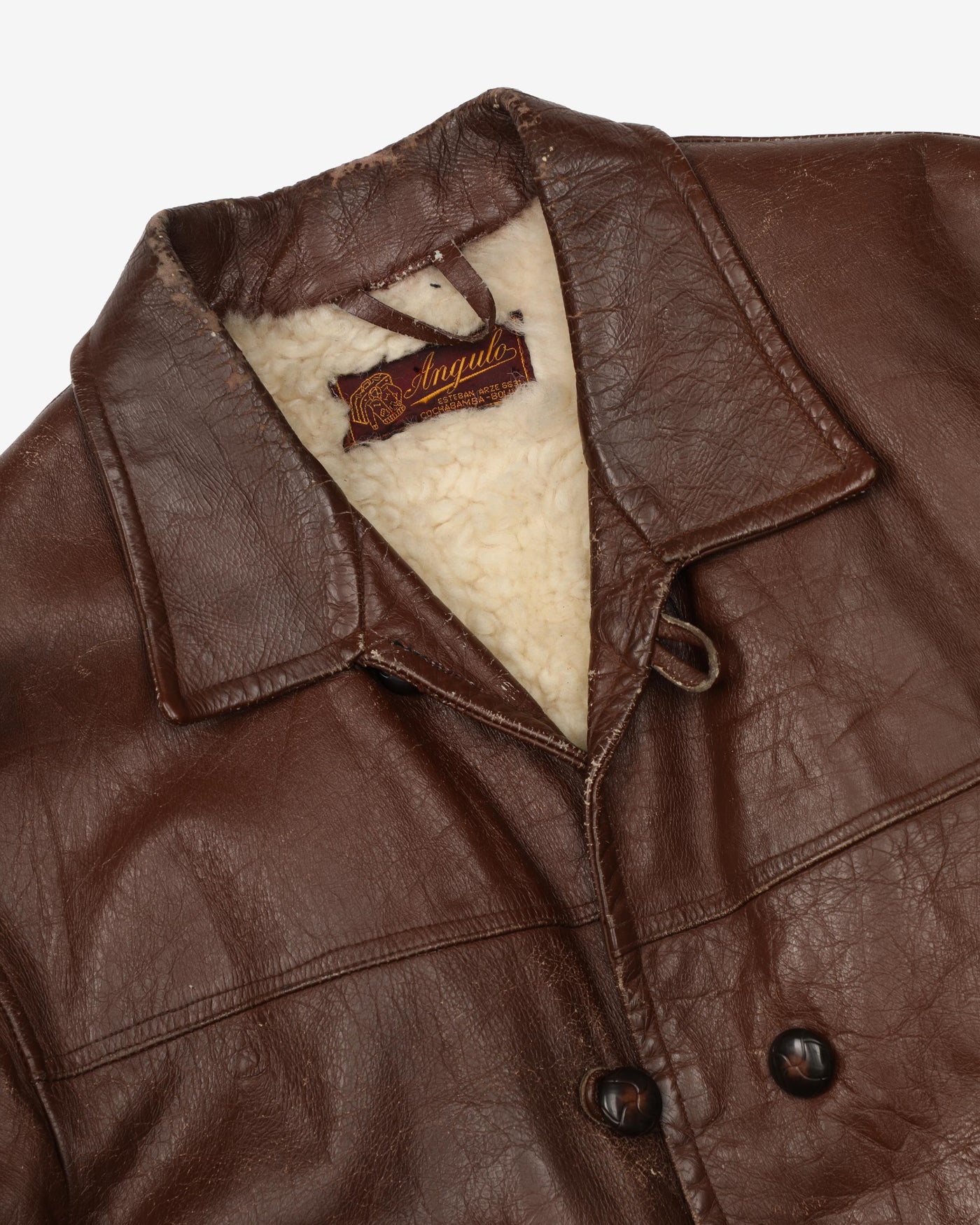 Vintage 70s Angulo Brown Fur Lined Leather Jacket - M