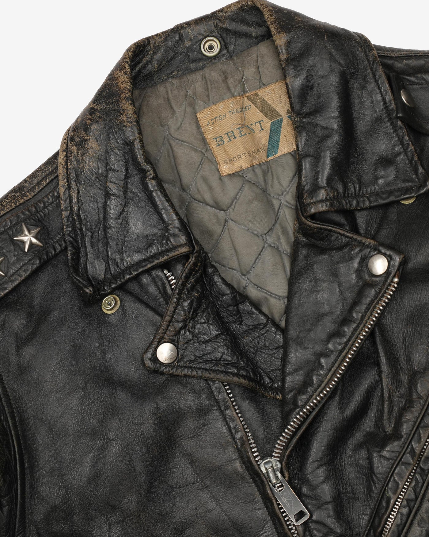 Vintage 60s Brent Sportsman Black Biker Style Leather Jacket - L