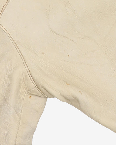 Vintage Genuine Buckskin Well-Worn Cream Leather Jacket - M