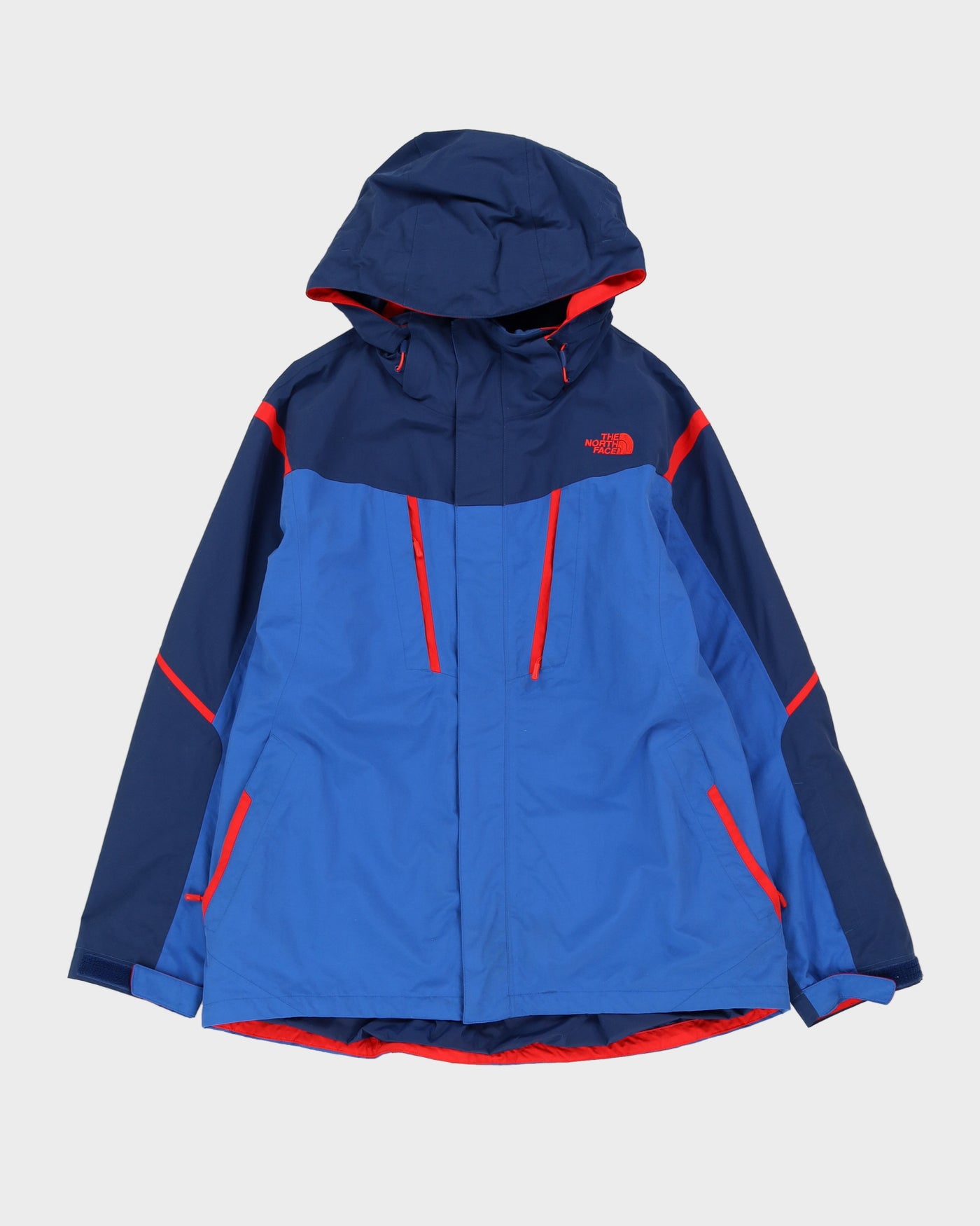 The North Face Hooded Blue Two-Tone / Red Insulated Windbreaker - XL