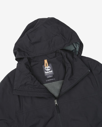 Timberland Full-Zip Black Waterproof Hooded Rain Jacket - L