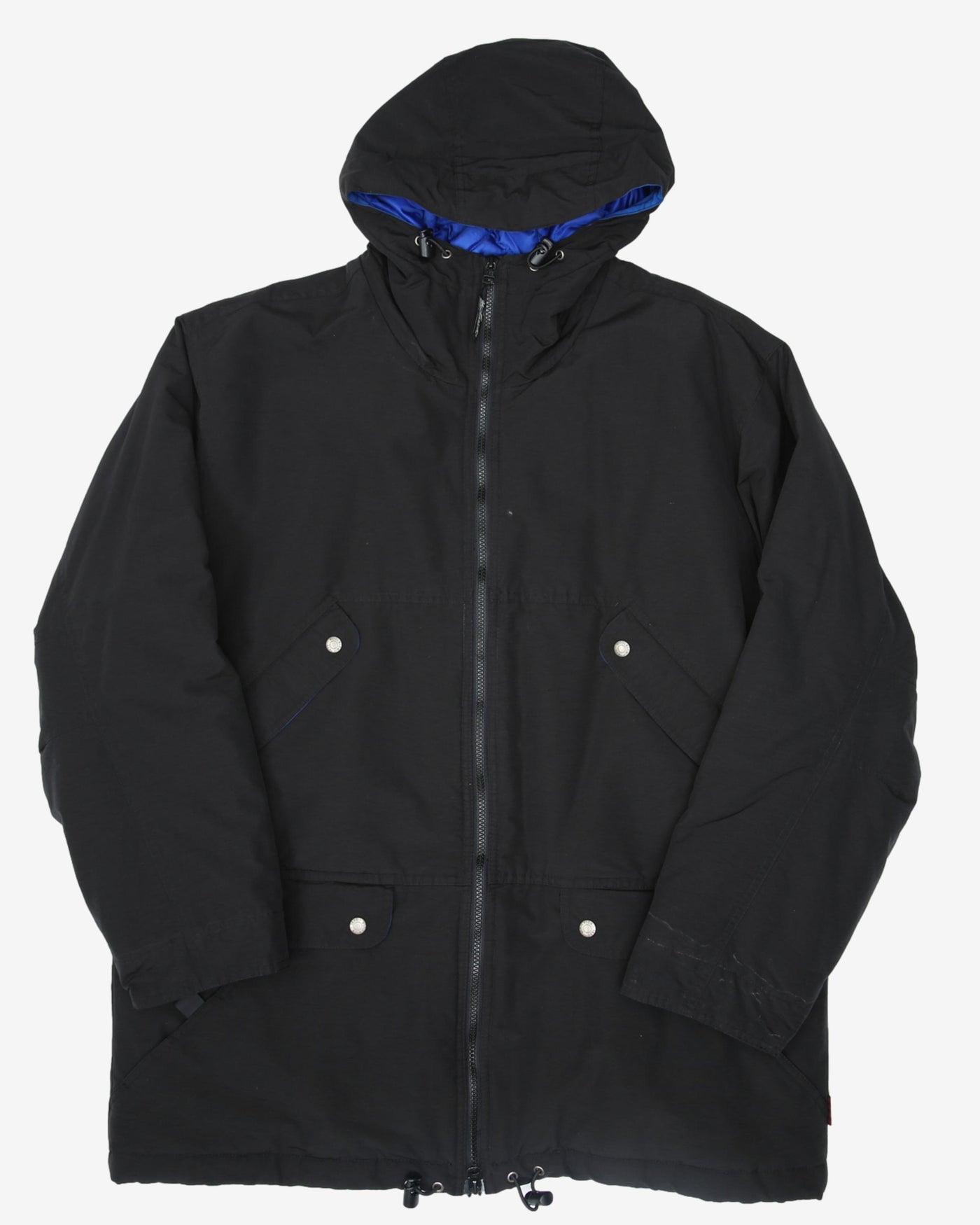 Vintage Woolrich Black / Blue Lined Heavyweight Hooded Parka Jacket - L