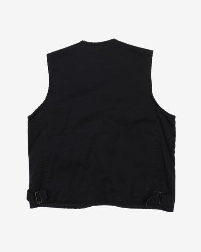 Vintage Navy Padded / Check Lined Utility Vest - L