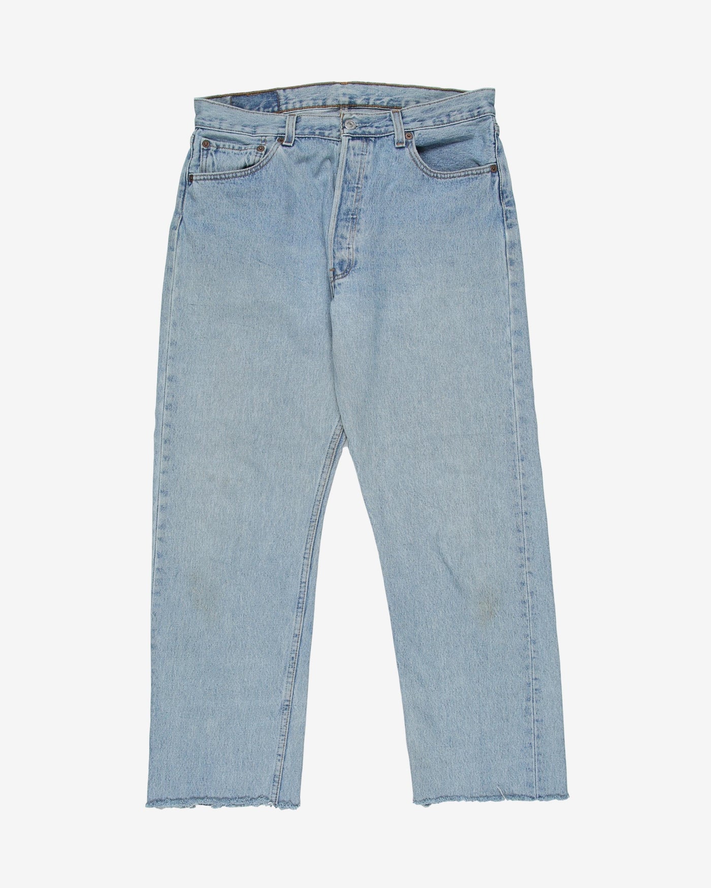 Levis 501 light wash blue cropped jeans - w34l29