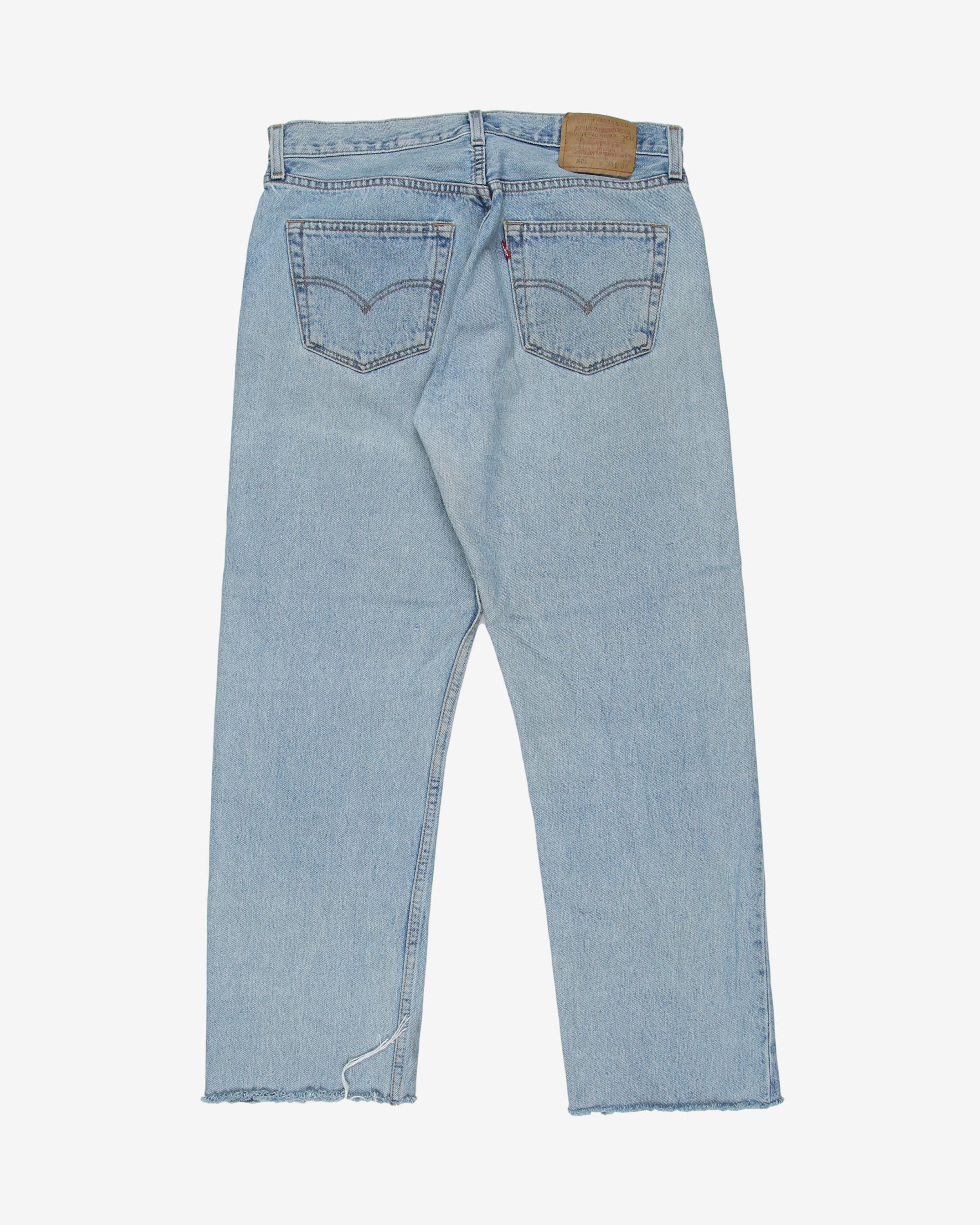 Levis 501 light wash blue cropped jeans - w34l29