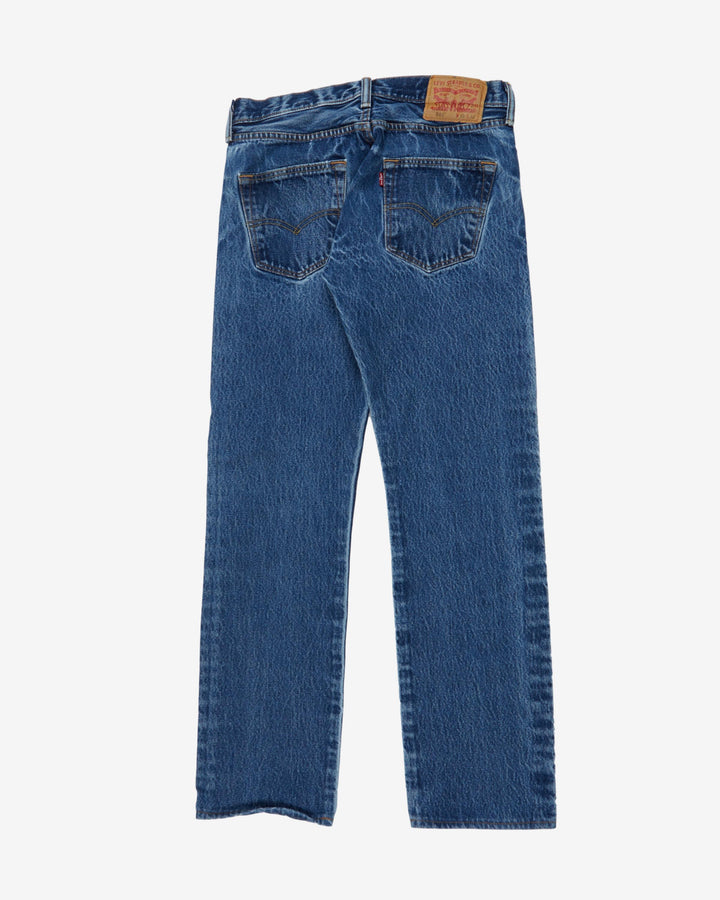 Levi's 501 Dark Blue Patterned Denim Jeans - W30 L32