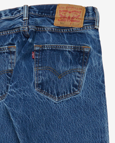 Levi's 501 Dark Blue Patterned Denim Jeans - W30 L32