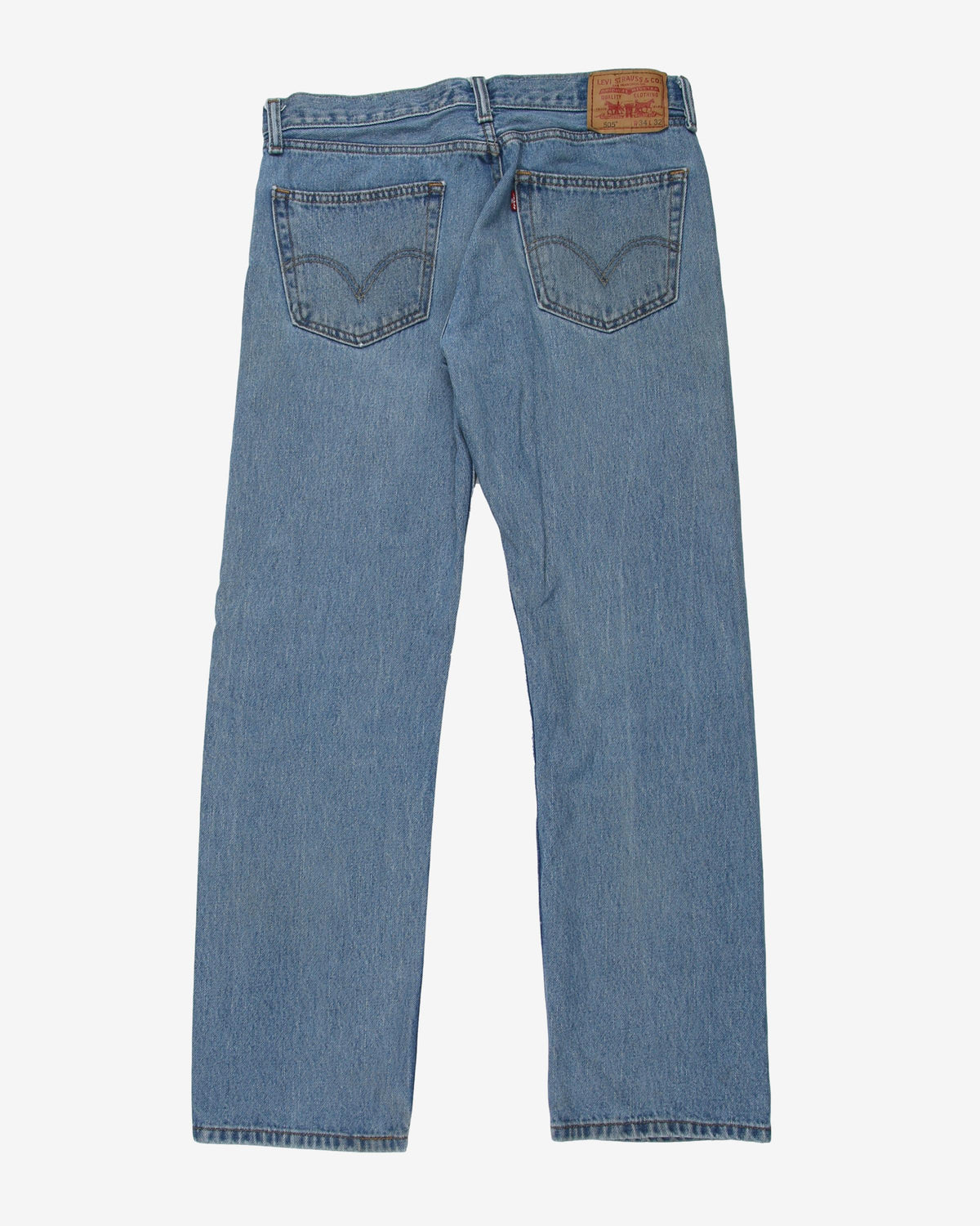Levi's 505 Denim Light Blue Stonewash Jeans - W35 L29