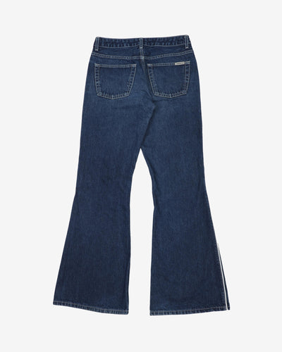 Vintage 90s Flared Manager Dark Blue Denim Jeans - W30 L32