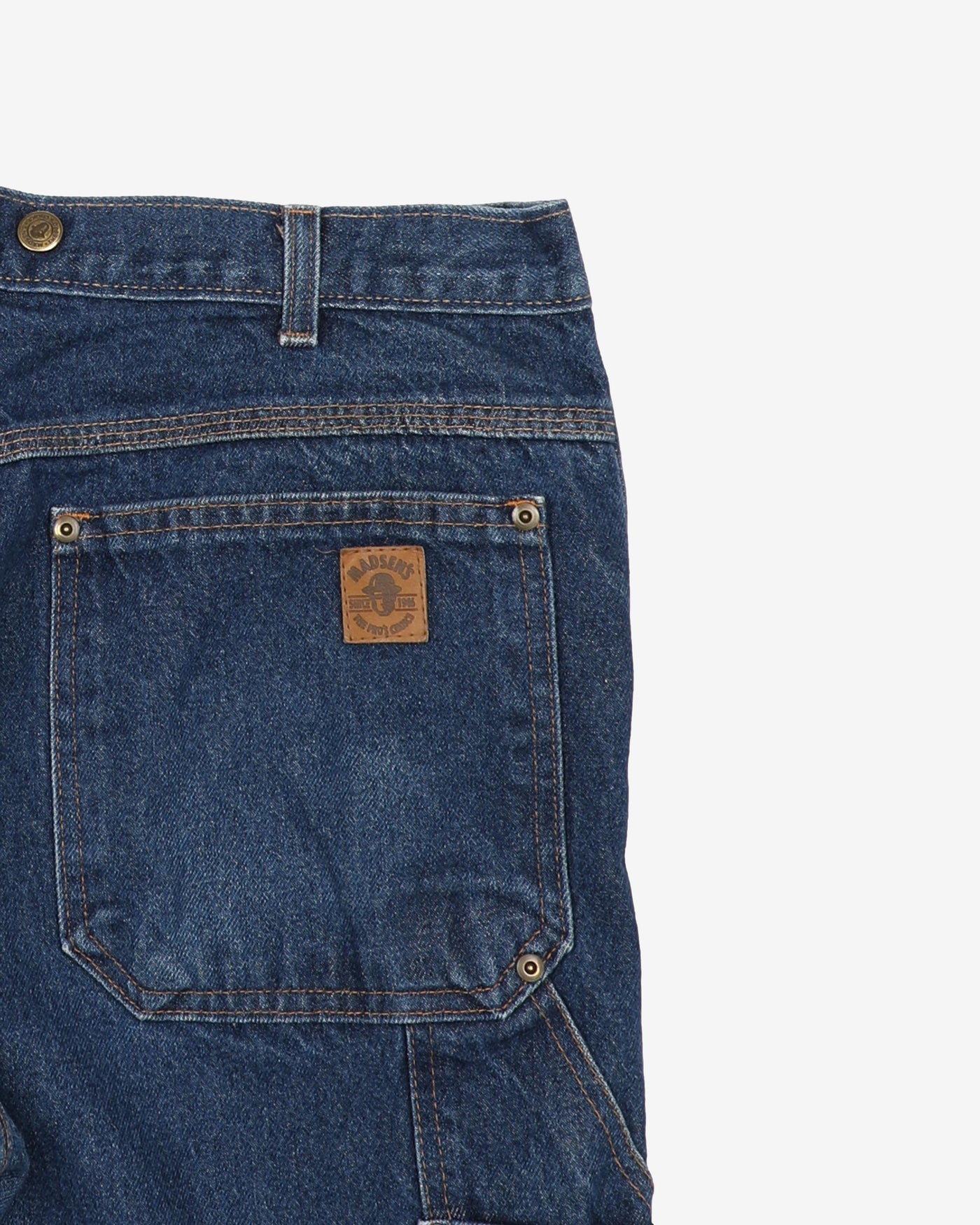 Vintage Madsens Dungaree Fit Dark Blue Denim Workwear Jeans - W36 L28