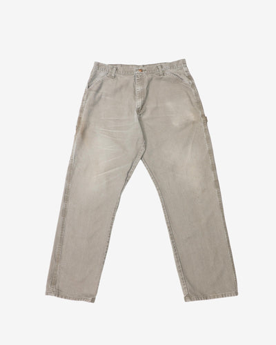 Vintage Rustler Faded Grey Workwear Denim Jeans - W36 L32