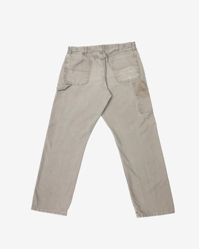 Vintage Rustler Faded Grey Workwear Denim Jeans - W36 L32