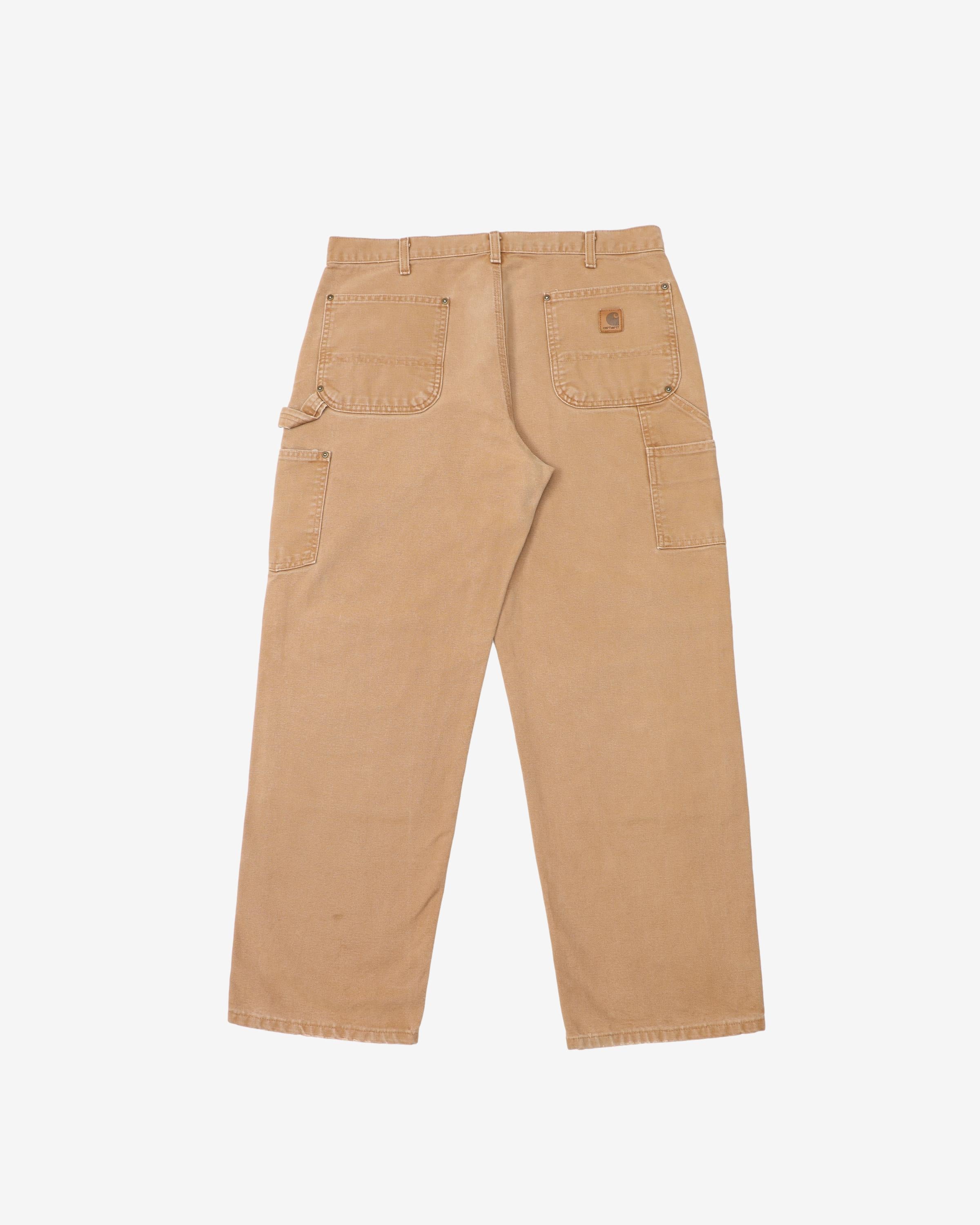 Vintage Double Knee Tan / Beige Carhartt Workwear Utility Jeans - W36 L30