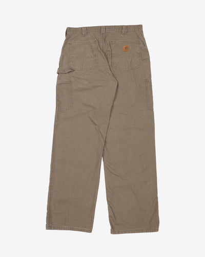 Carhartt Grey / Light Brown Faded Workwear Jeans - W35 L31