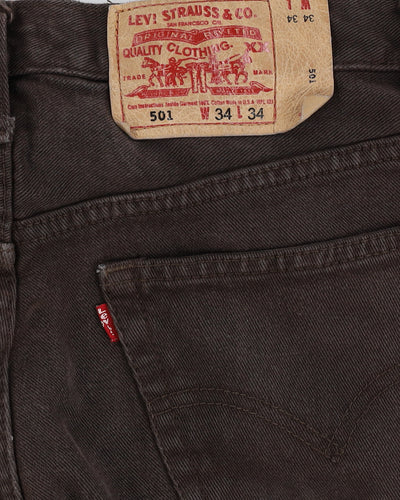 Vintage 90s Levi's 501 Brown Dark Wash Jeans - W34 L32