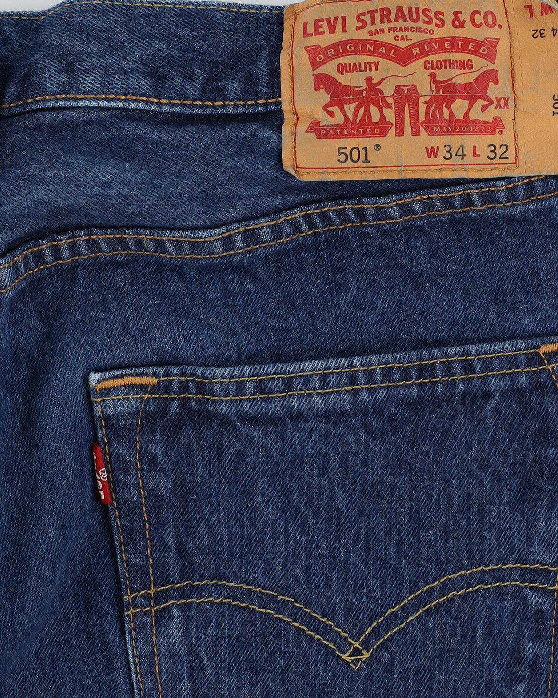 Vintage 90s Levi's 501 Dark Blue Jeans - W35 L32