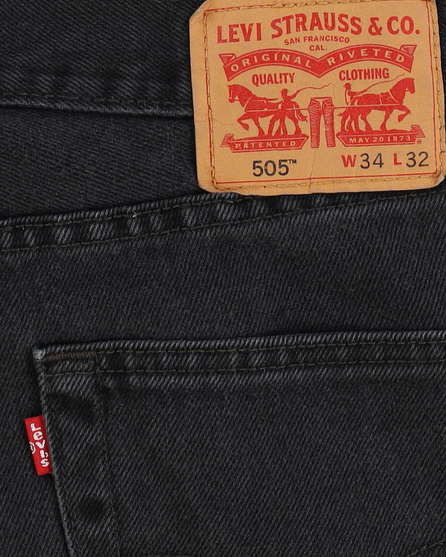 Levi's 505 Black Dark Wash Jeans - W34 L31