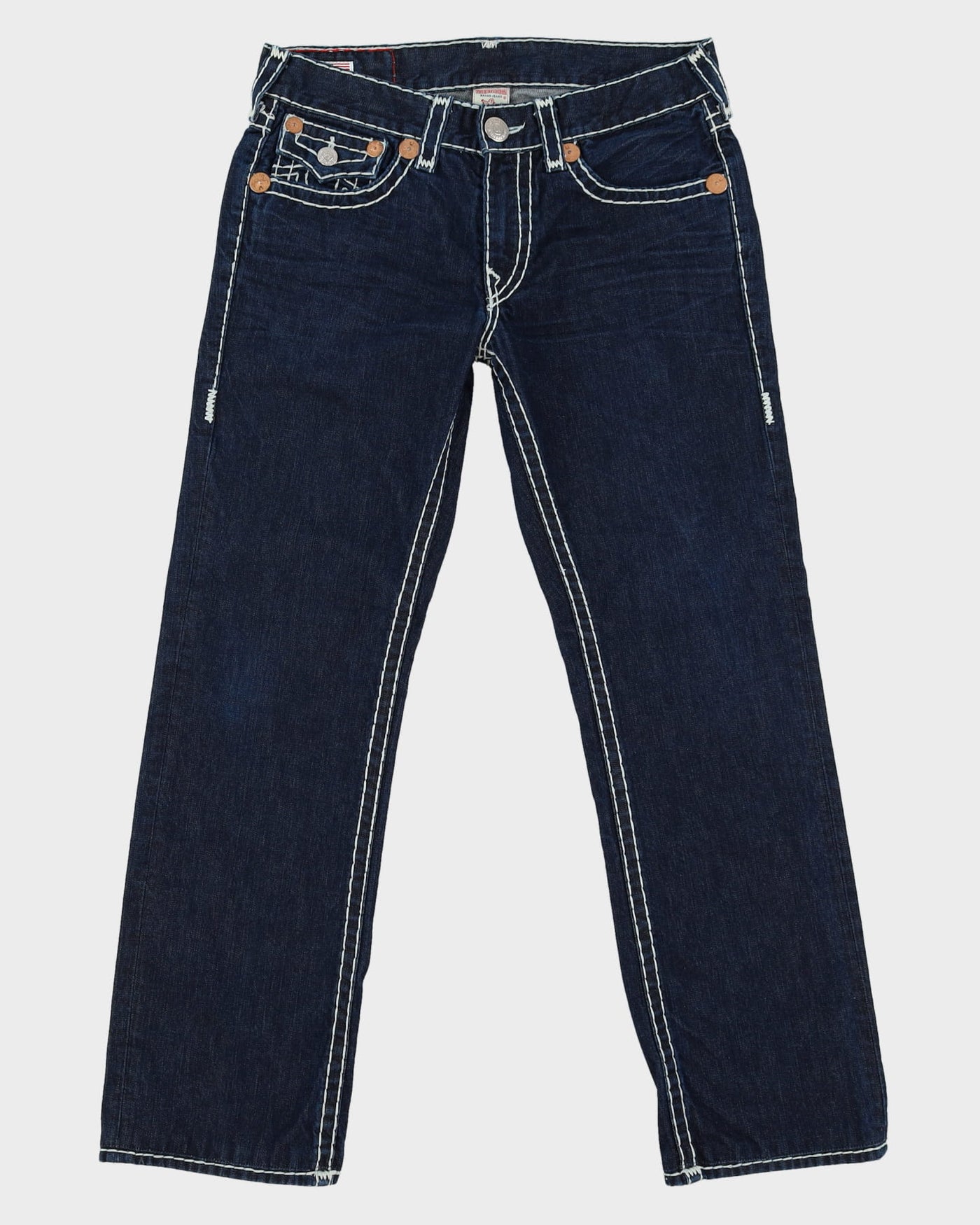 Vintage 00s True Religion Contrast Stitch Dark Wash Blue Jeans - W34 L32