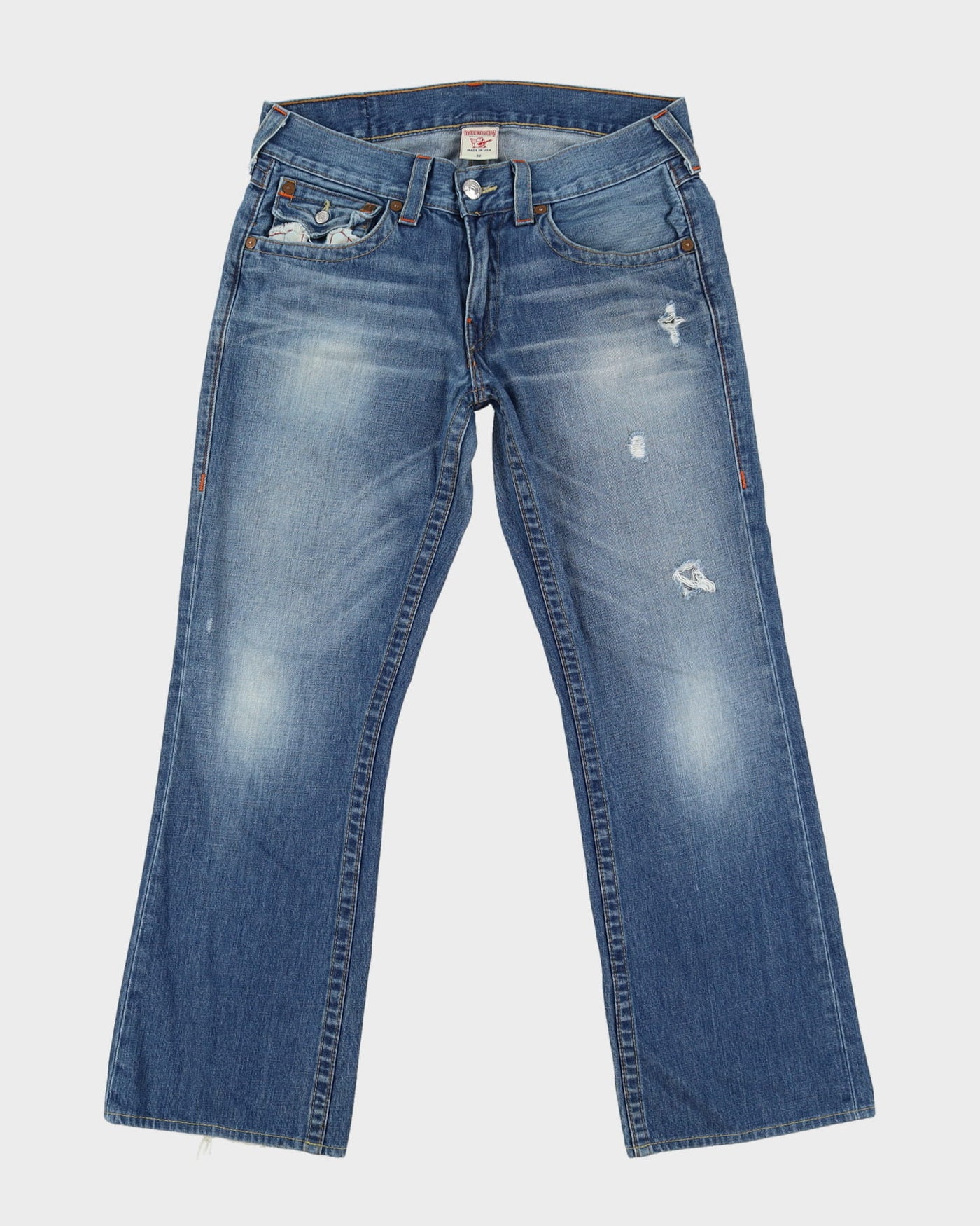 00s True Religion Contrast Stitch Dark Wash Blue Jeans - W32 L30