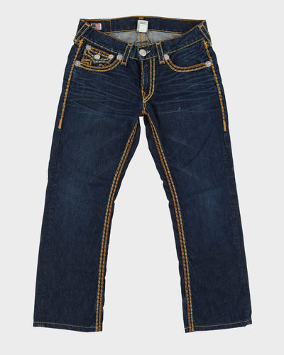 00s True Religion Contrast Stitch Dark Wash Blue Jeans - W35 L30