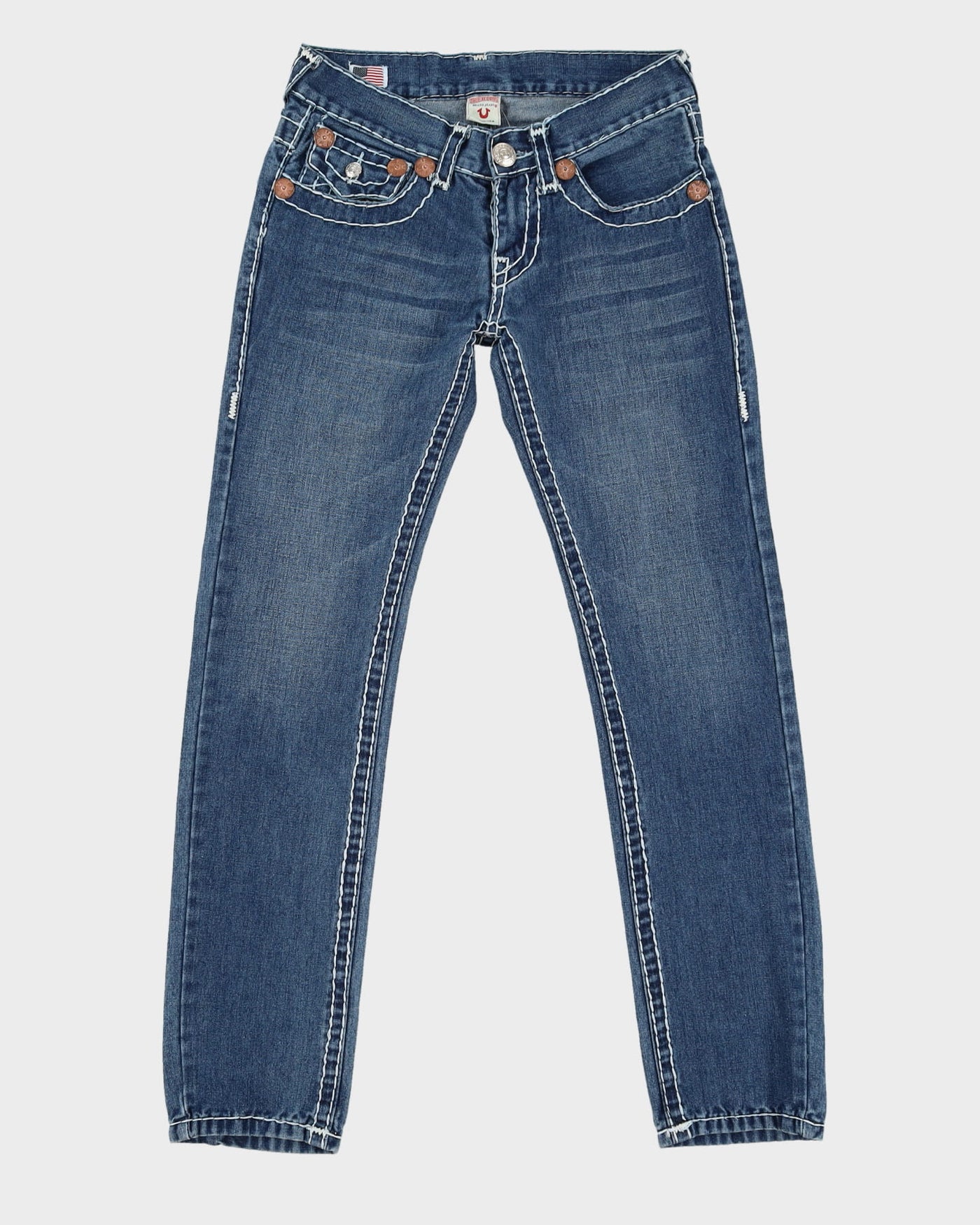 00s True Religion Contrast Stitch Dark Wash Blue Jeans - W30 L32