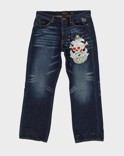 00s Ed Hardy Dark Wash Blue Jeans - W38 L33