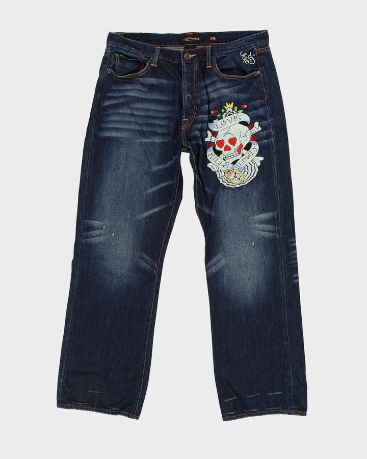00s Ed Hardy Dark Wash Blue Jeans - W38 L33