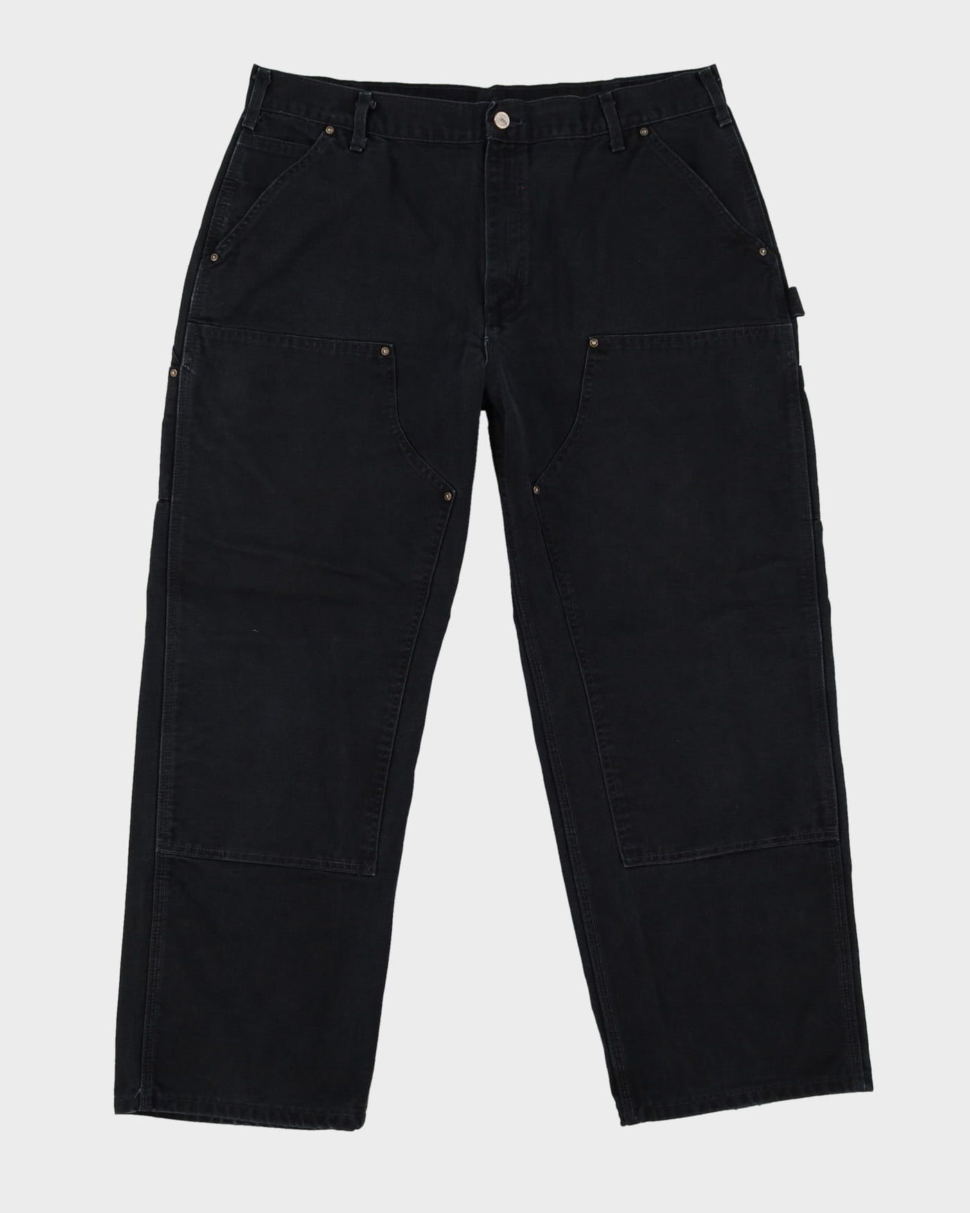 Vintage 90s Carhartt Faded Black Double Knee Workwear Jeans - W37 L29