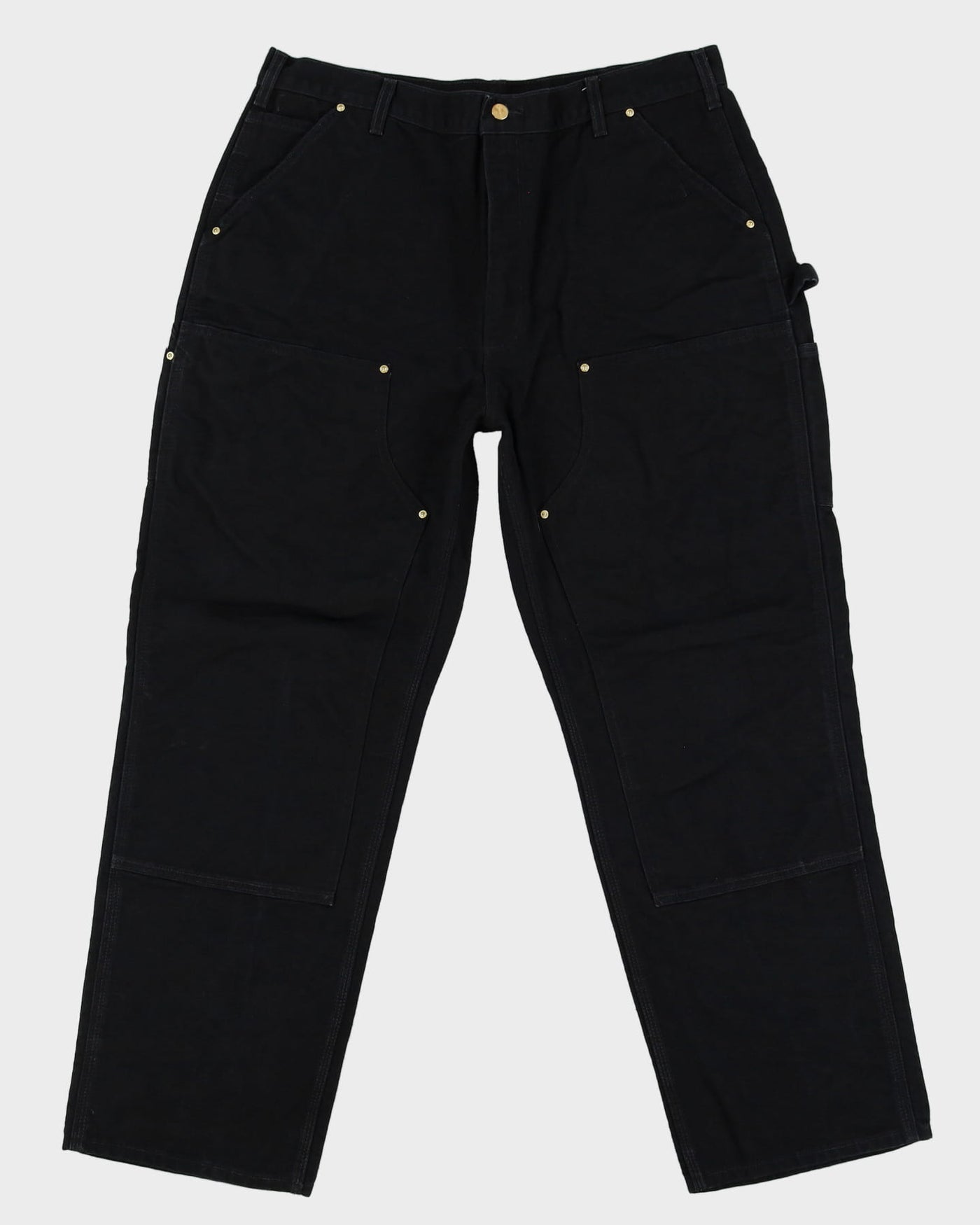 Vintage 90s Carhartt Faded Black Double Knee Workwear Jeans - W38 L31