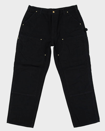Vintage 90s Carhartt Faded Black Double Knee Workwear Jeans - W38 L31
