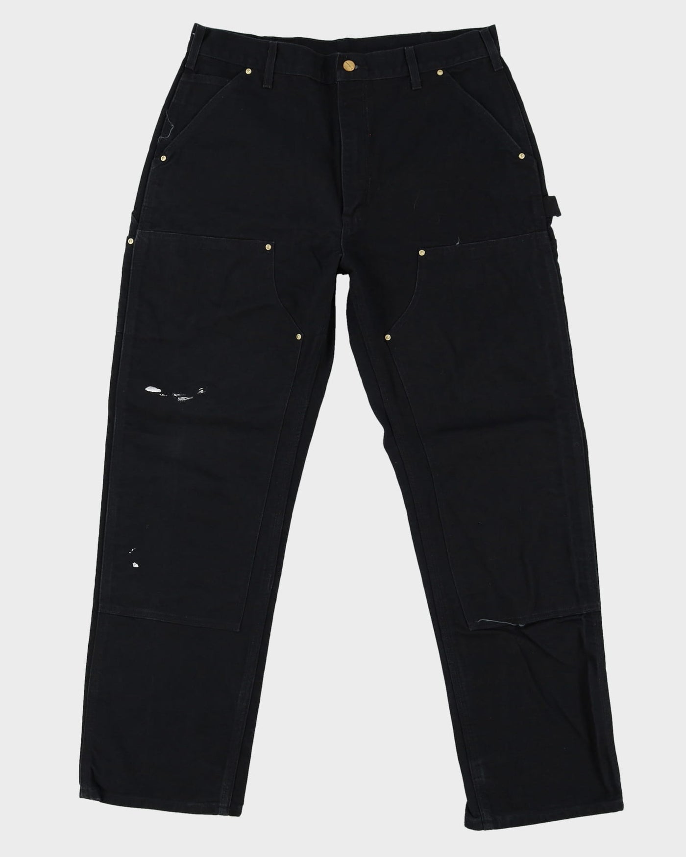 Vintage 90s Carhartt Faded Black Double Knee Workwear Jeans - W35 L32