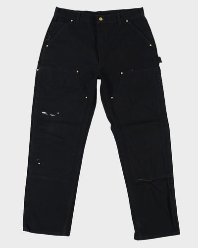 Vintage 90s Carhartt Faded Black Double Knee Workwear Jeans - W35 L32