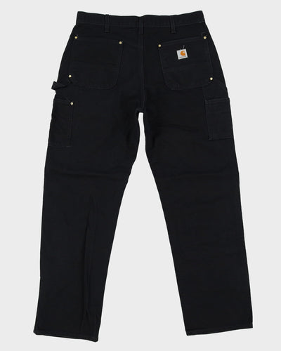 Vintage 90s Carhartt Faded Black Double Knee Workwear Jeans - W35 L32