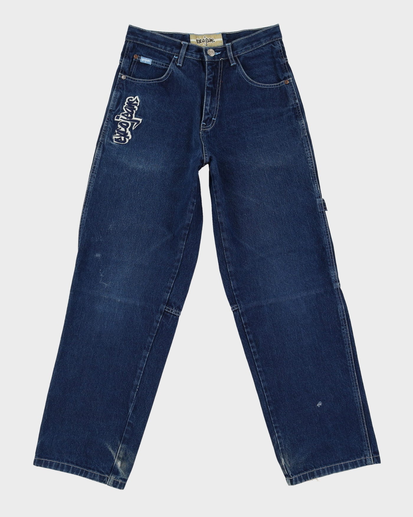00s Y2K EXCO Blue Baggy Oversized Contrast Stitch Blue Jeans - W28 L31